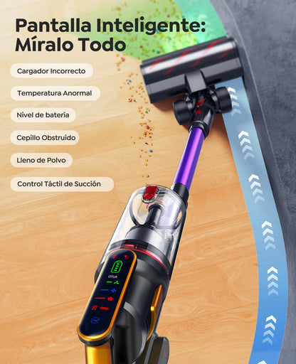 Aspiradora sin Cable 50kPa/600W/65Mins Aspiradora Escoba Potente Aromática con Cepillo para Mascotas, Modo AUTO, Manguera 1M, Anti-Enredos, 15 en 1 Ideal para Pelo de Mascotas/Suelos/Alfombras/Coche