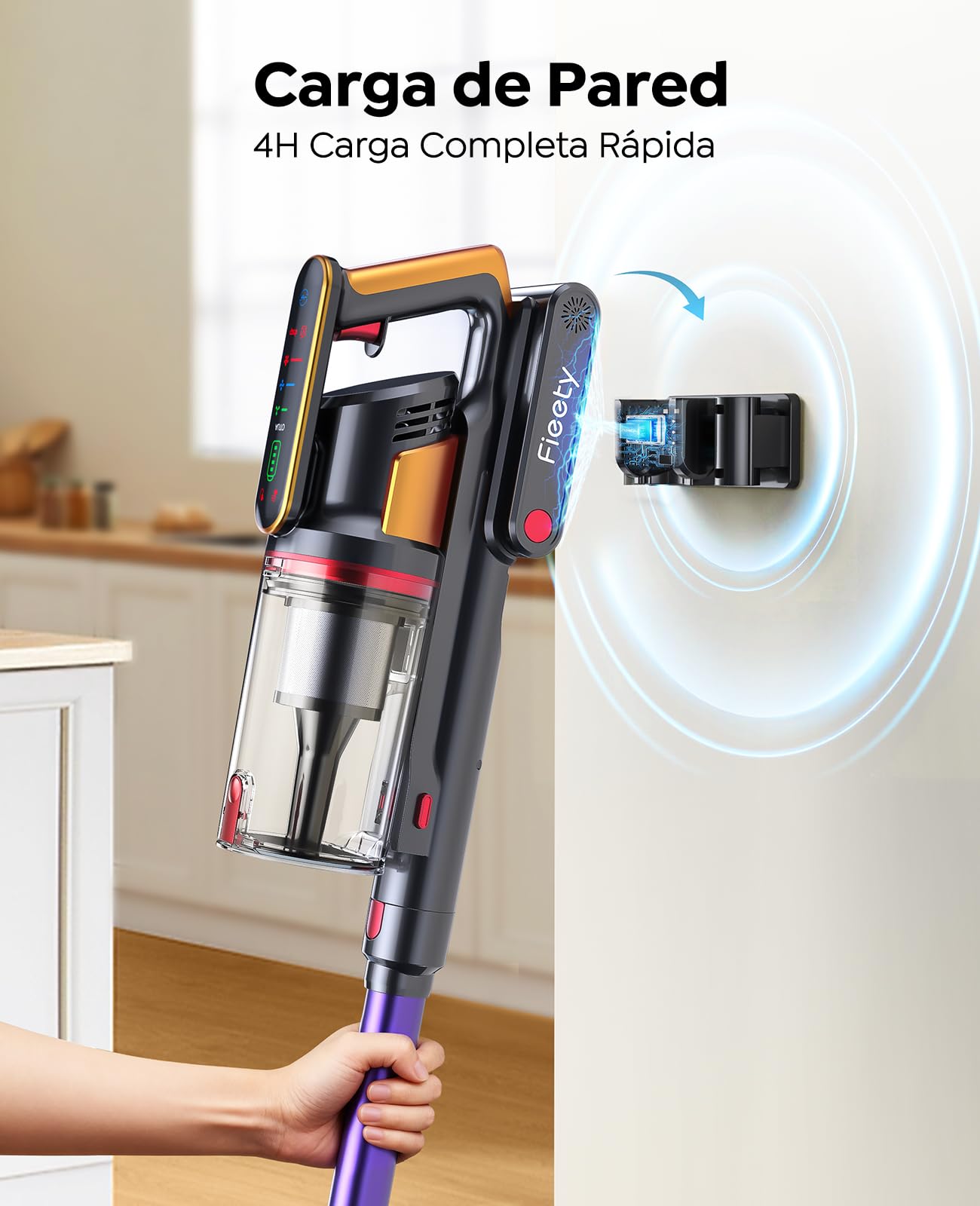 Aspiradora sin Cable 50kPa/600W/65Mins Aspiradora Escoba Potente Aromática con Cepillo para Mascotas, Modo AUTO, Manguera 1M, Anti-Enredos, 15 en 1 Ideal para Pelo de Mascotas/Suelos/Alfombras/Coche