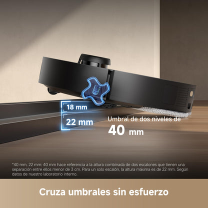 DREAME L40s Pro Ultra Aspiradora Robot, 19.000 Pa, Cepillo Doble HyperStream, Acceso a Altura de 4 cm, Cepillo Lateral Extensible y Elevable, Limpieza con Mopa de Agua Tibia a 75 °C, Autolimpieza 3.0
